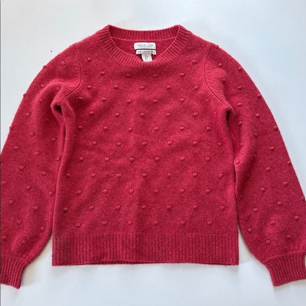 Rachel Zoe 2 Ply Cashmere Red Bobble Sweater